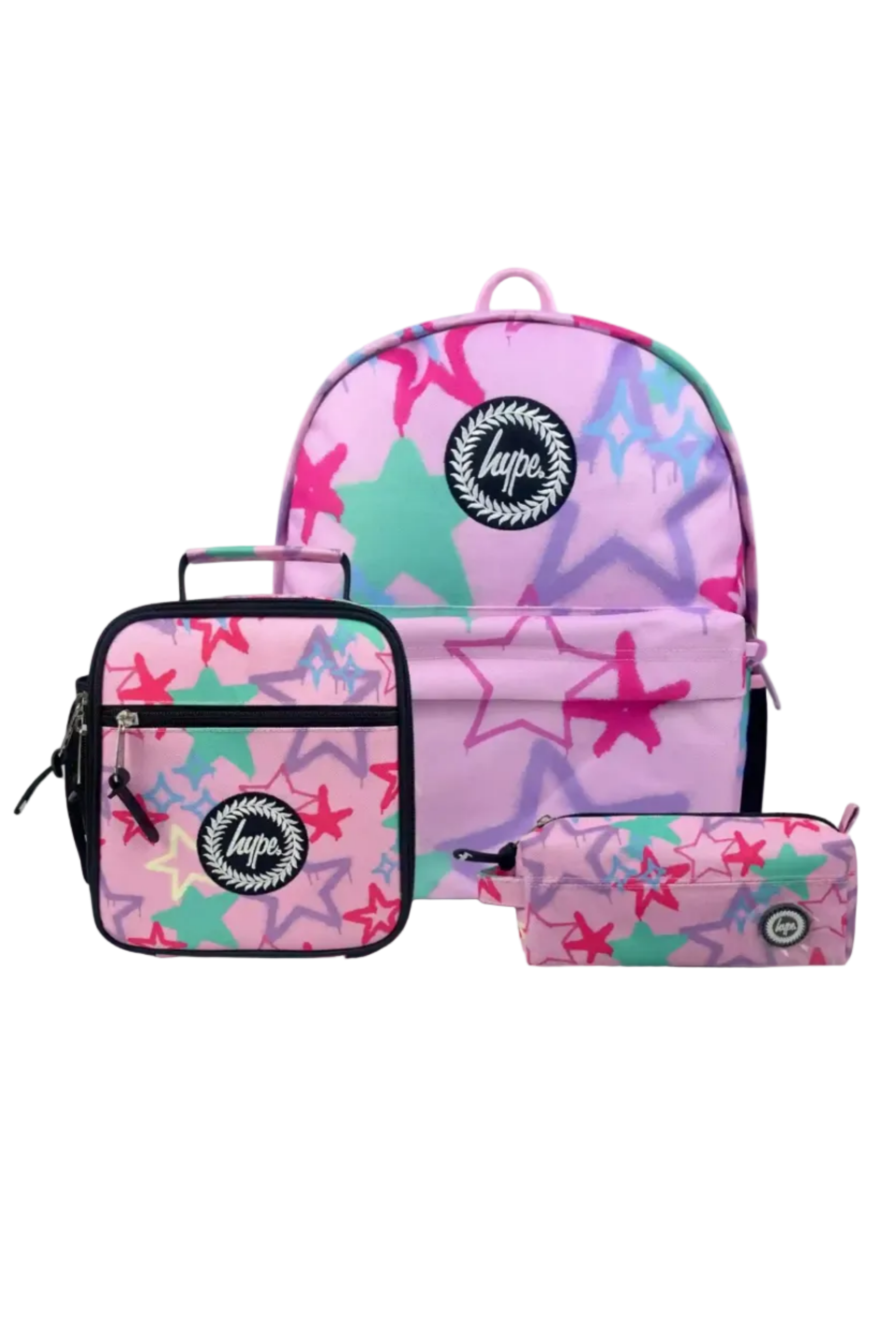 Hype Pink Graffiti Stars girls' school bag set — bold design for school in UAE