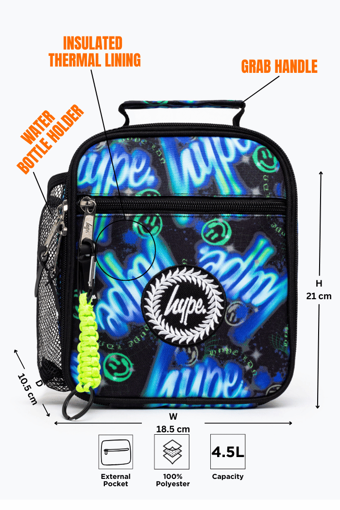 Lunch Bag Insulated Blue & Green Electric Smile