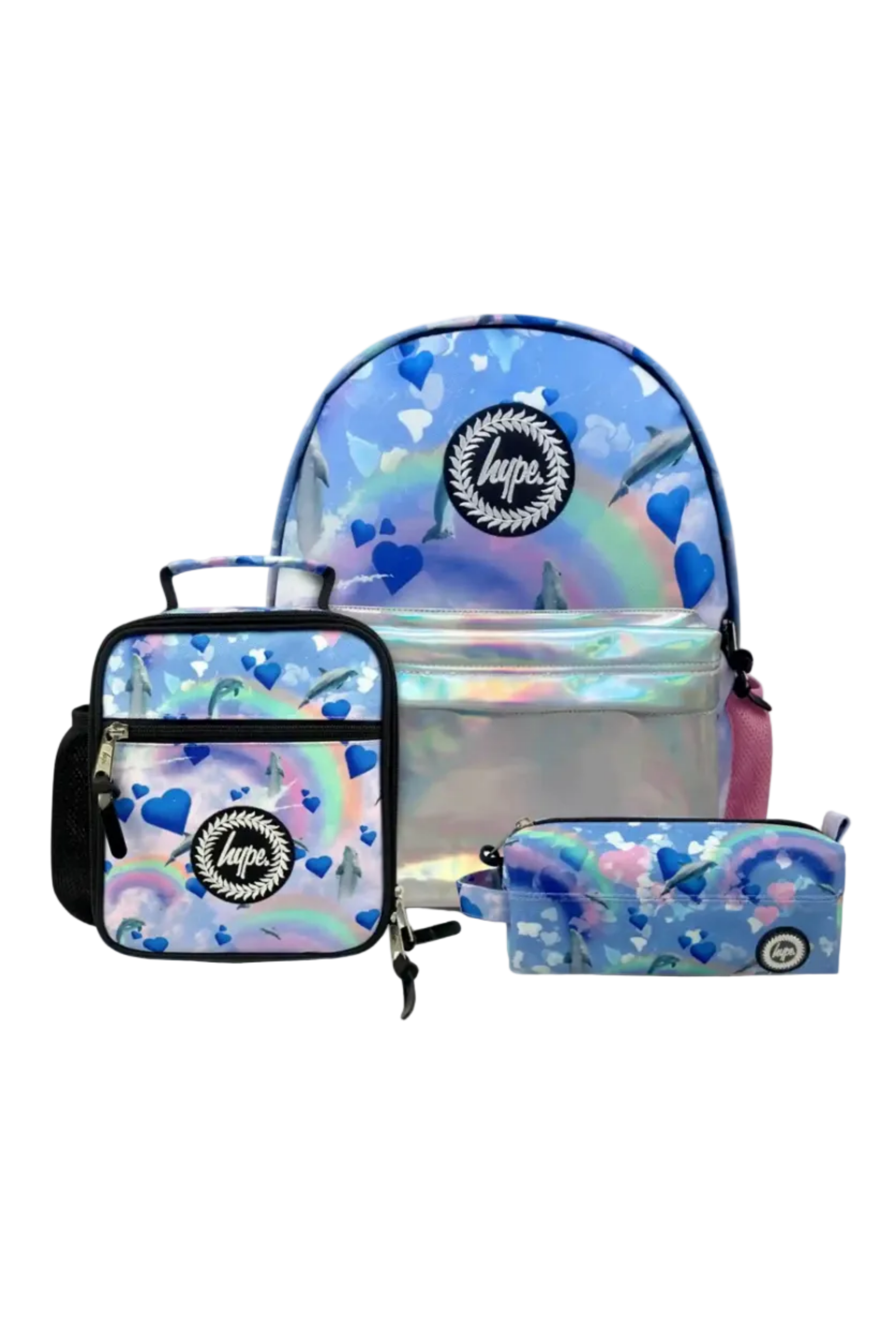 Hype Rainbow Dolphins school bag set — bold design for school in UAE