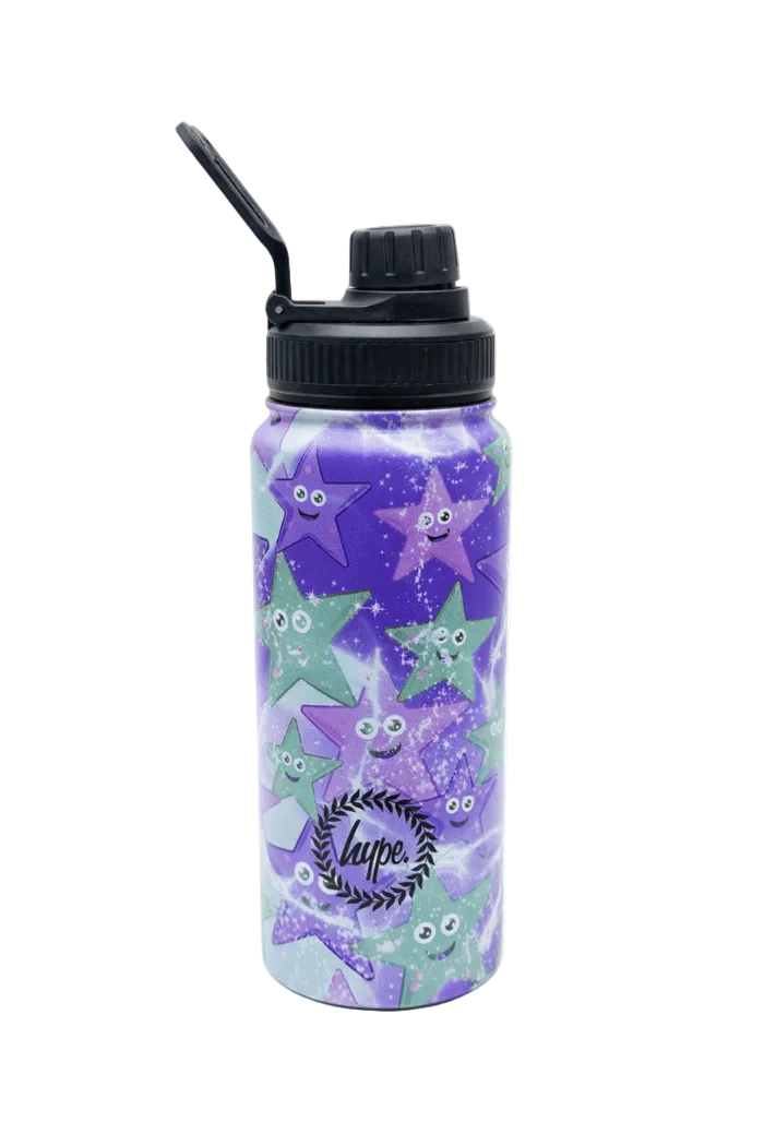 Hype Purple & Green Starfish insulated water bottle — bold design for school in UAE