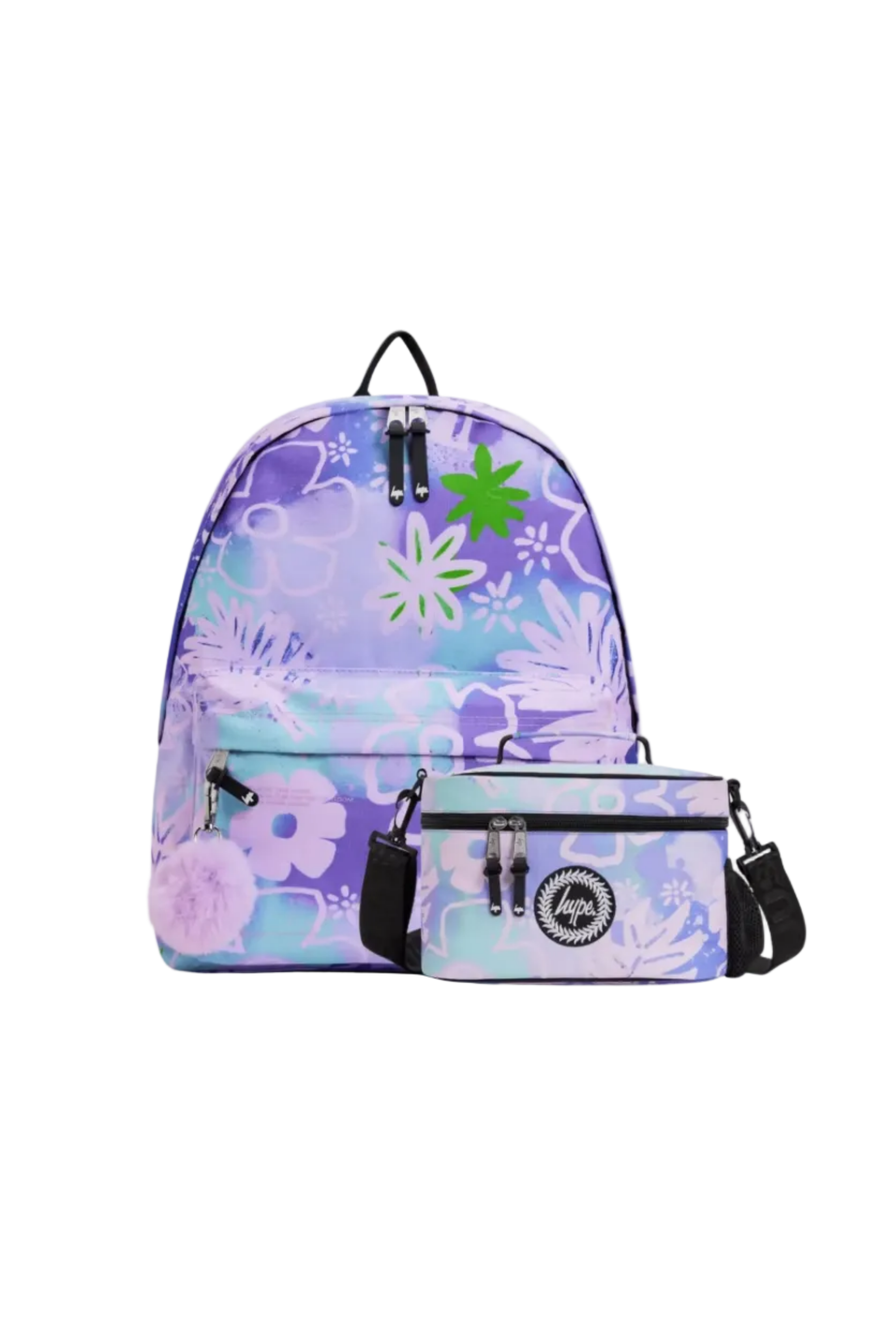 Backpack Iconic Set of 2 Purple Floral Doodle
