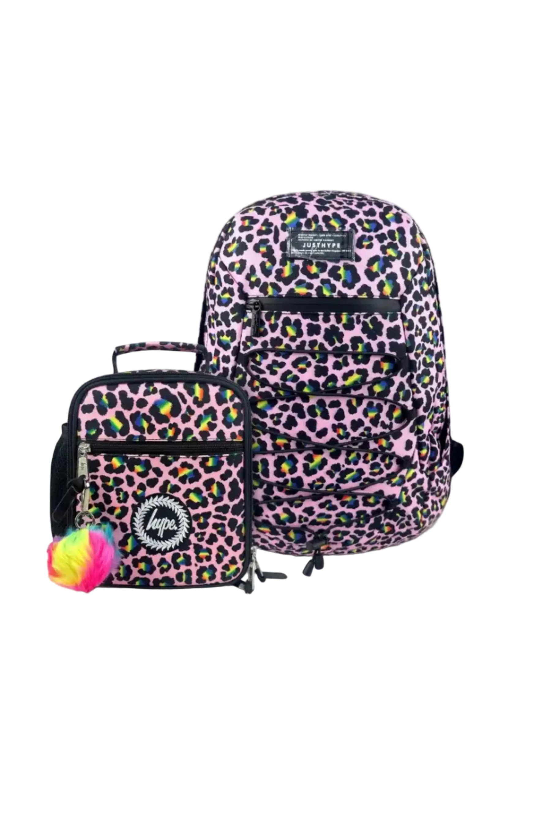Hype Pink Disco Leopard girls' maxi backpack set — bold design for school in UAE