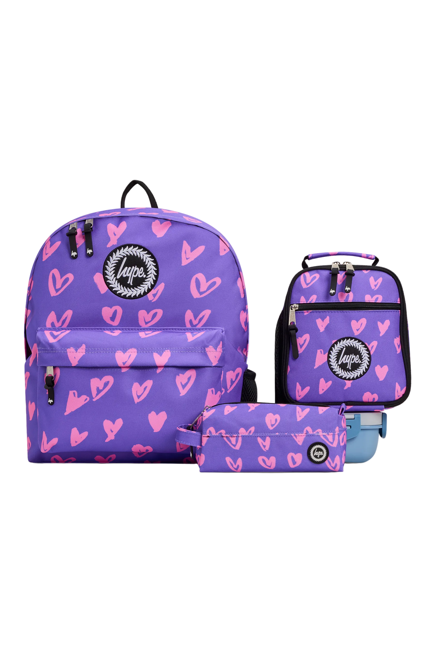 Hype Purple & Pink Scribble Heart school bag set — bold design for school in UAE