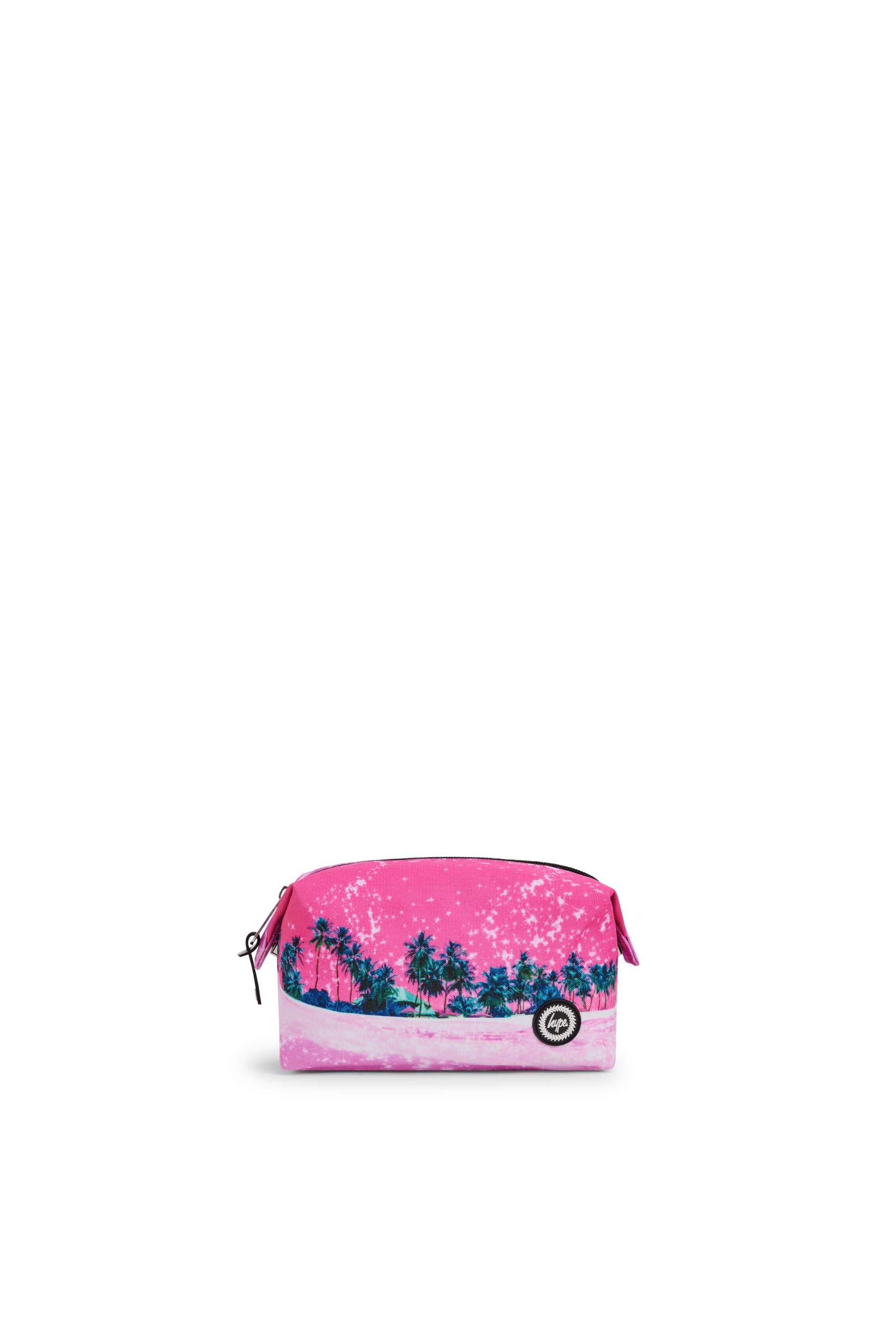 Hype Pink Palms school bag set — layout showing all pockets and design details