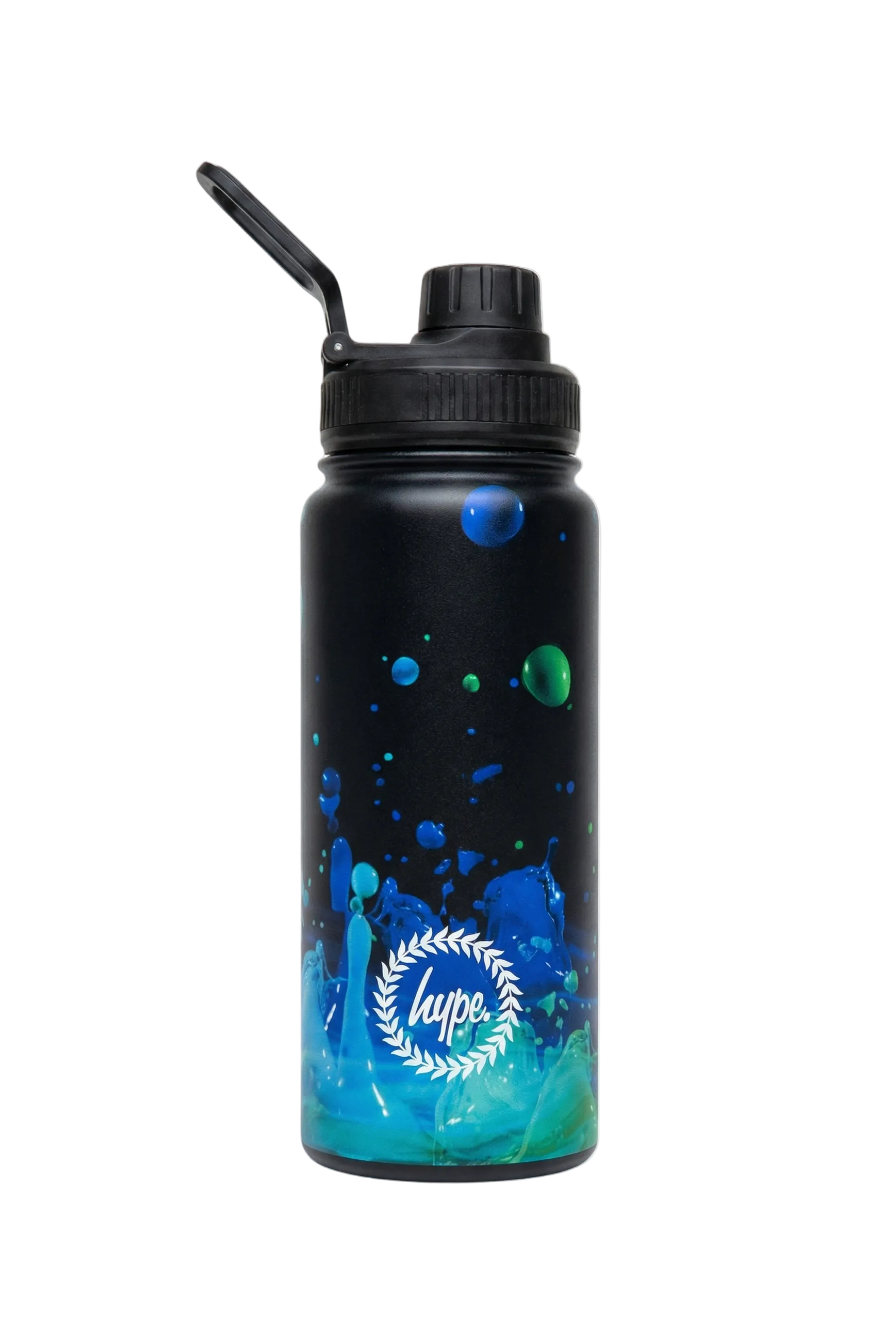 Hype Black 3D Droplets insulated water bottle — bold design for school in UAE