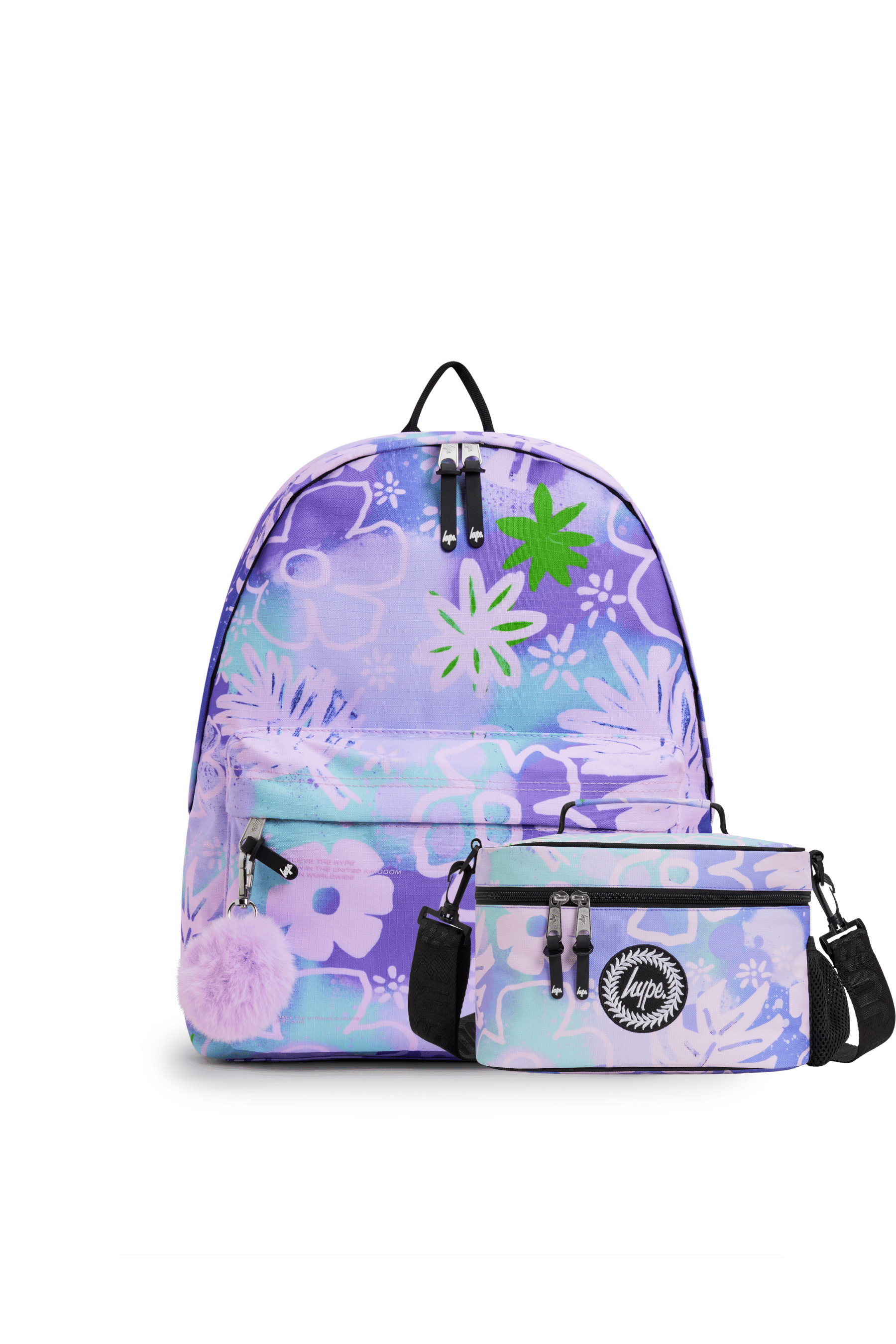 Backpack Iconic Set of 2 Purple Floral Doodle