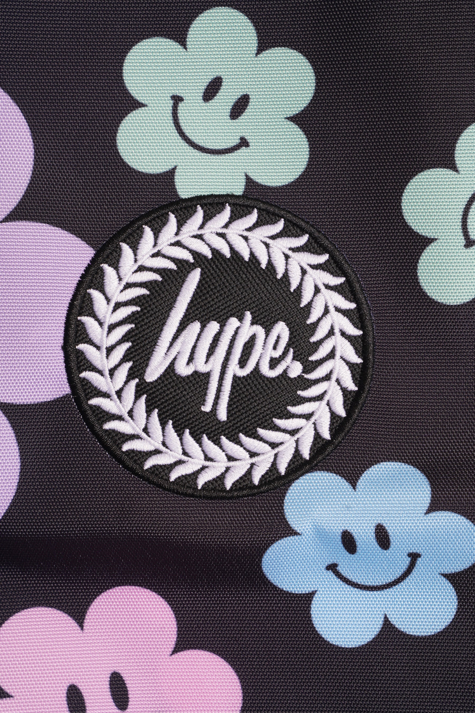 Drawstring Sports Bag- Black Happy Flowers