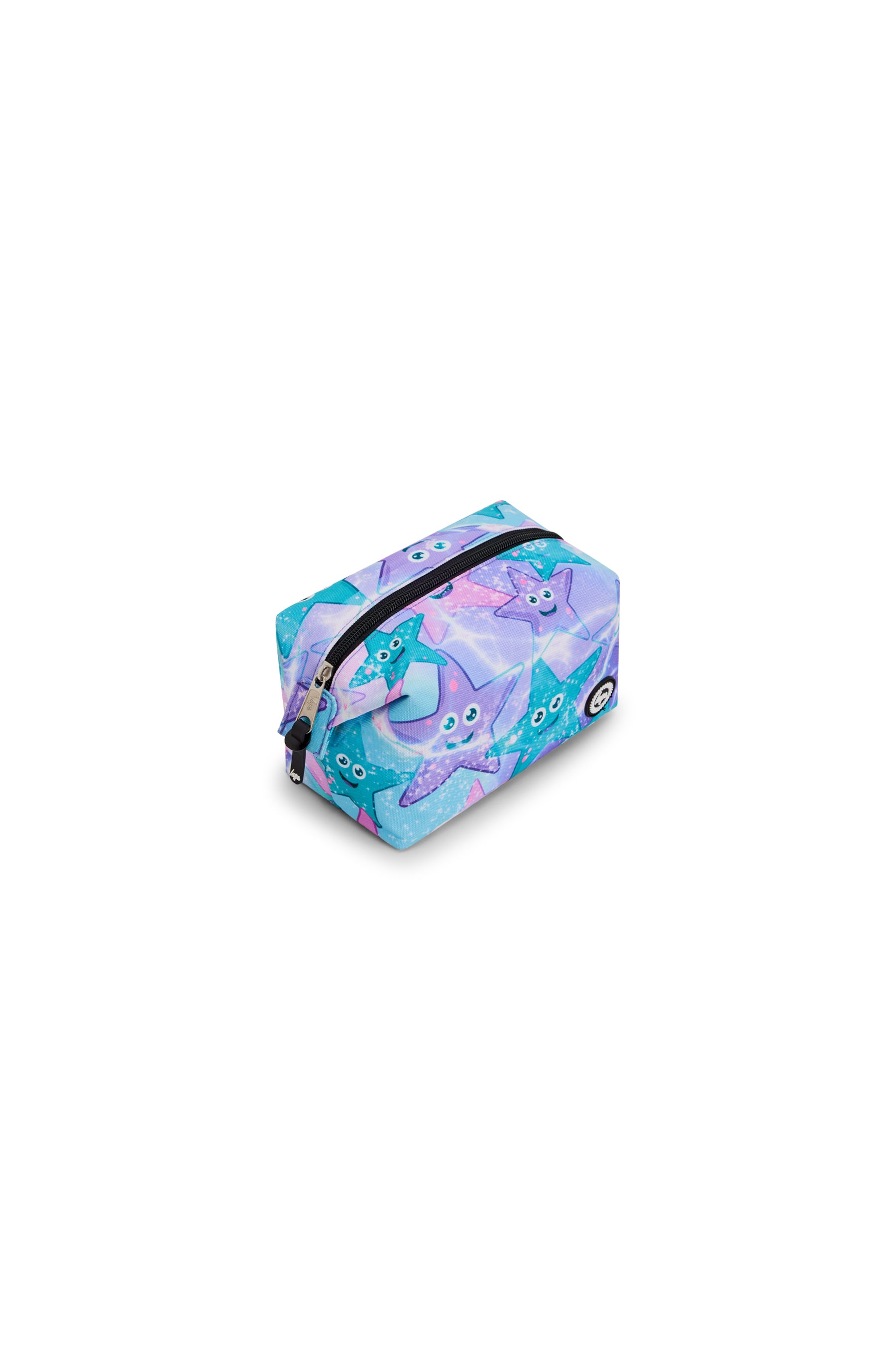 Hype Purple & Green Starfish pencil case — bold colour and print from every angle