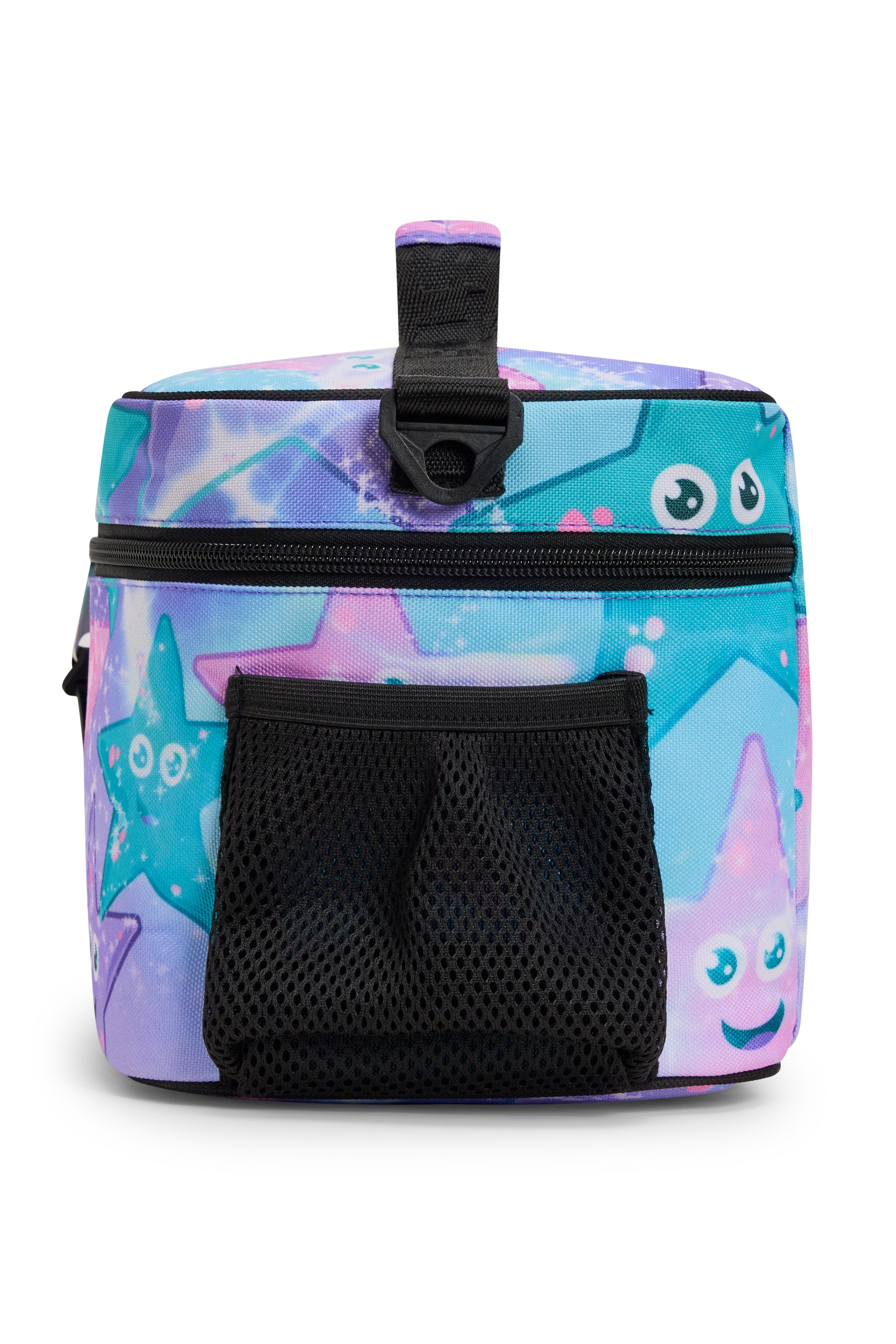 Hype Purple & Green Starfish insulated lunch bag — open showing insulated interior and compartments