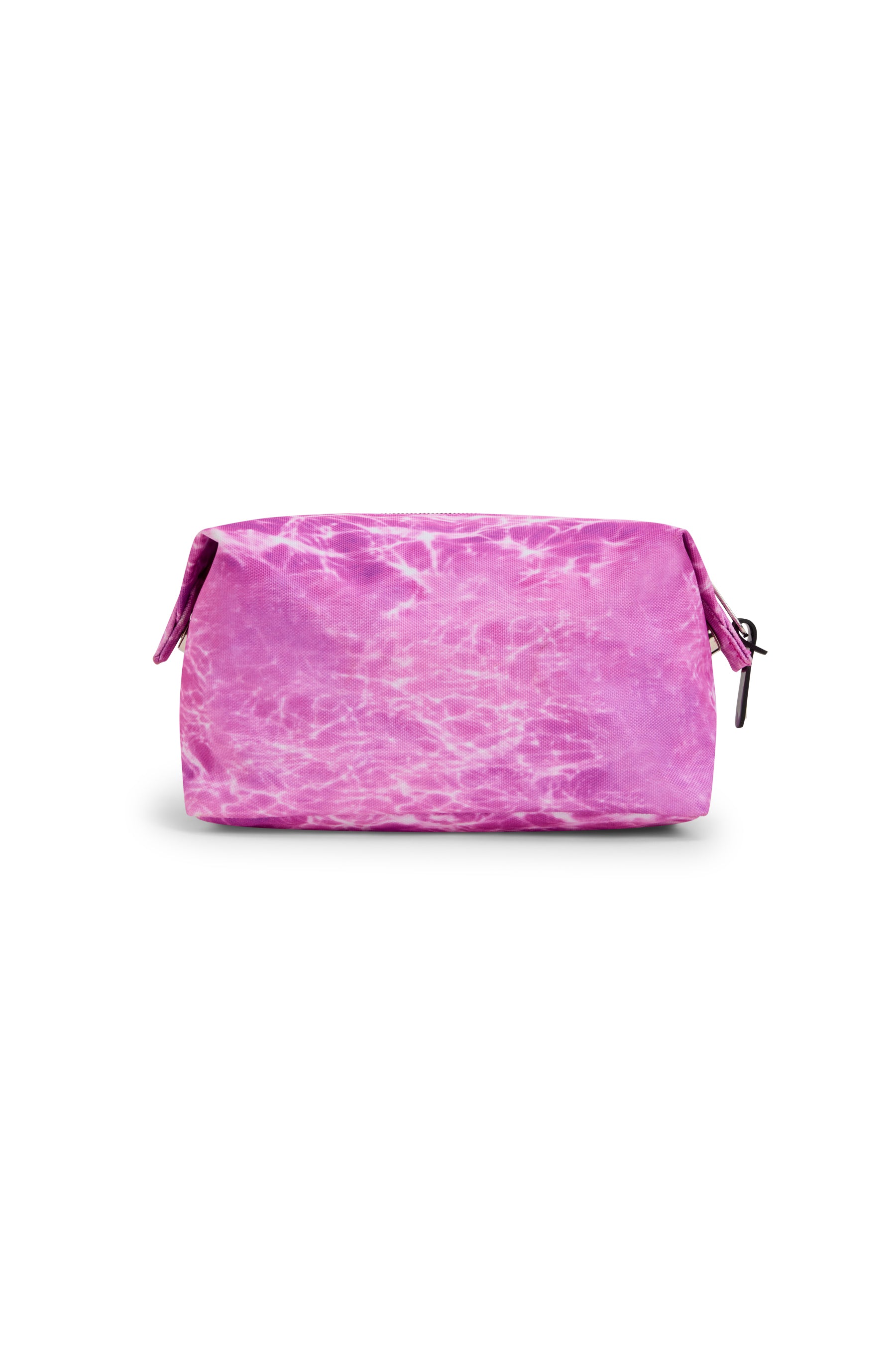 Hype Pink Palms pencil case — close-up of logo and design details