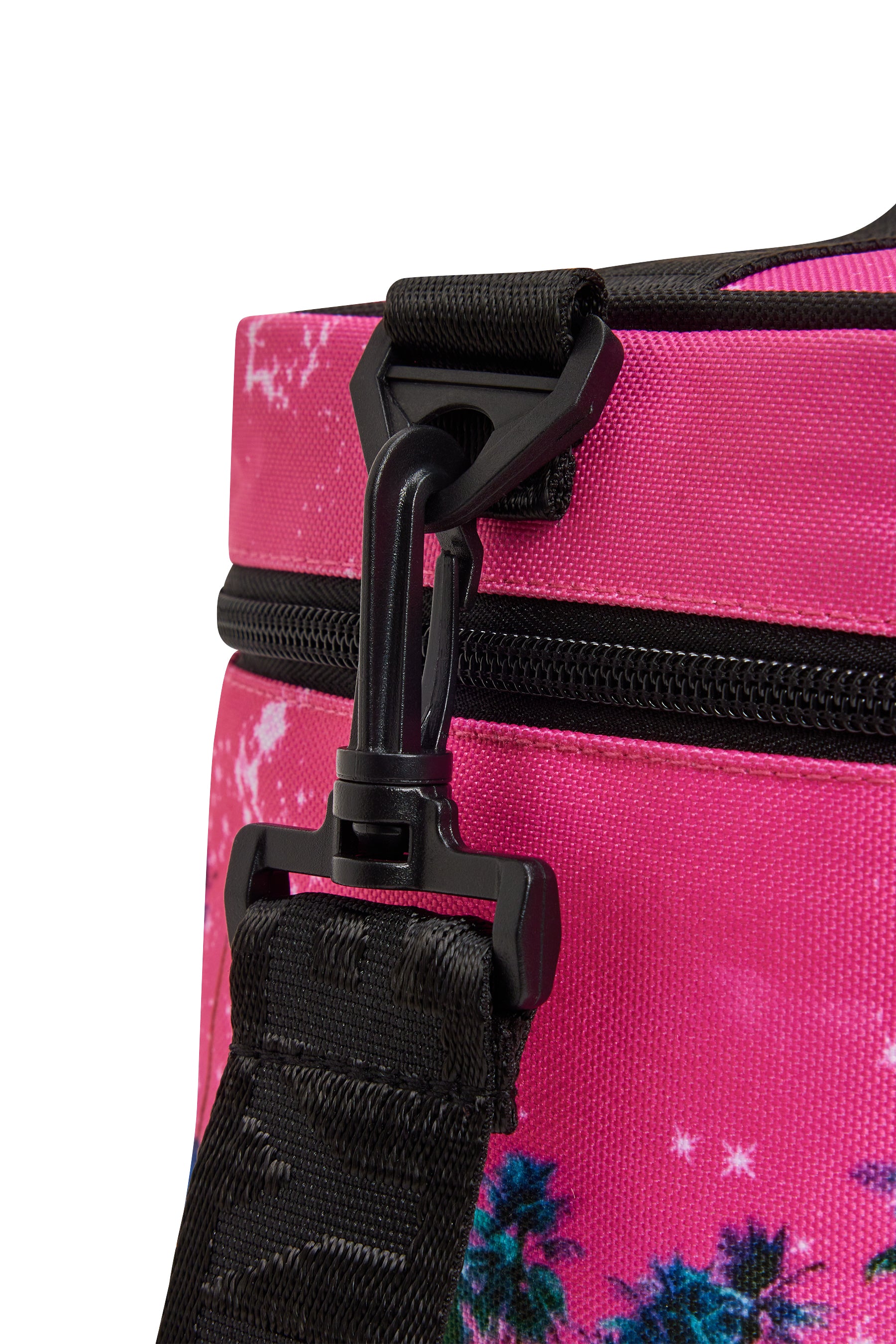Hype Pink Palms insulated lunch bag lifestyle shot — school-ready and on-trend