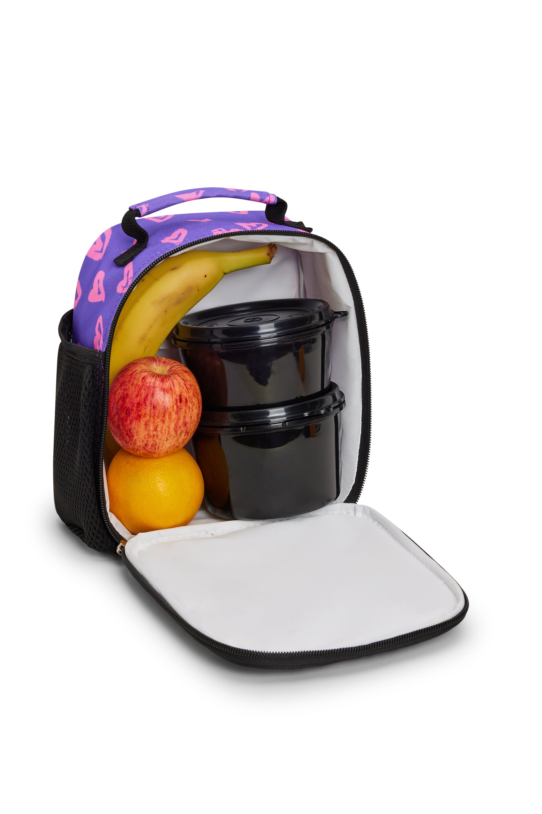 PURPLE / PINK SCRIBBLE HEART LUNCH BAG