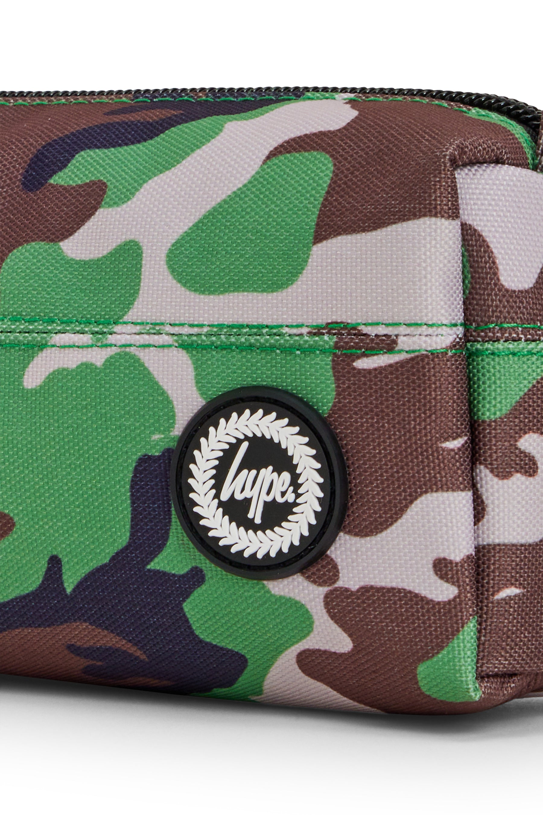 Hype Camo Crest pencil case — bold colour and print from every angle