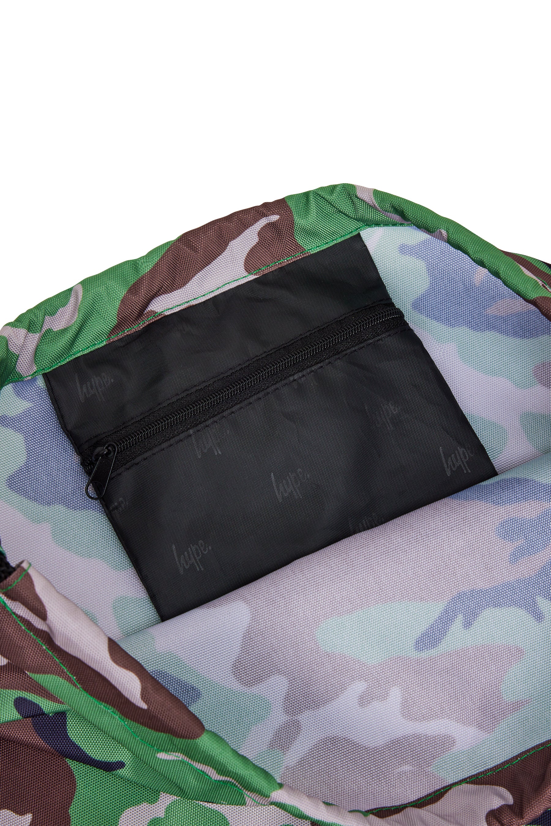 Hype Camo Crest drawstring bag — dimensions and size reference for school use