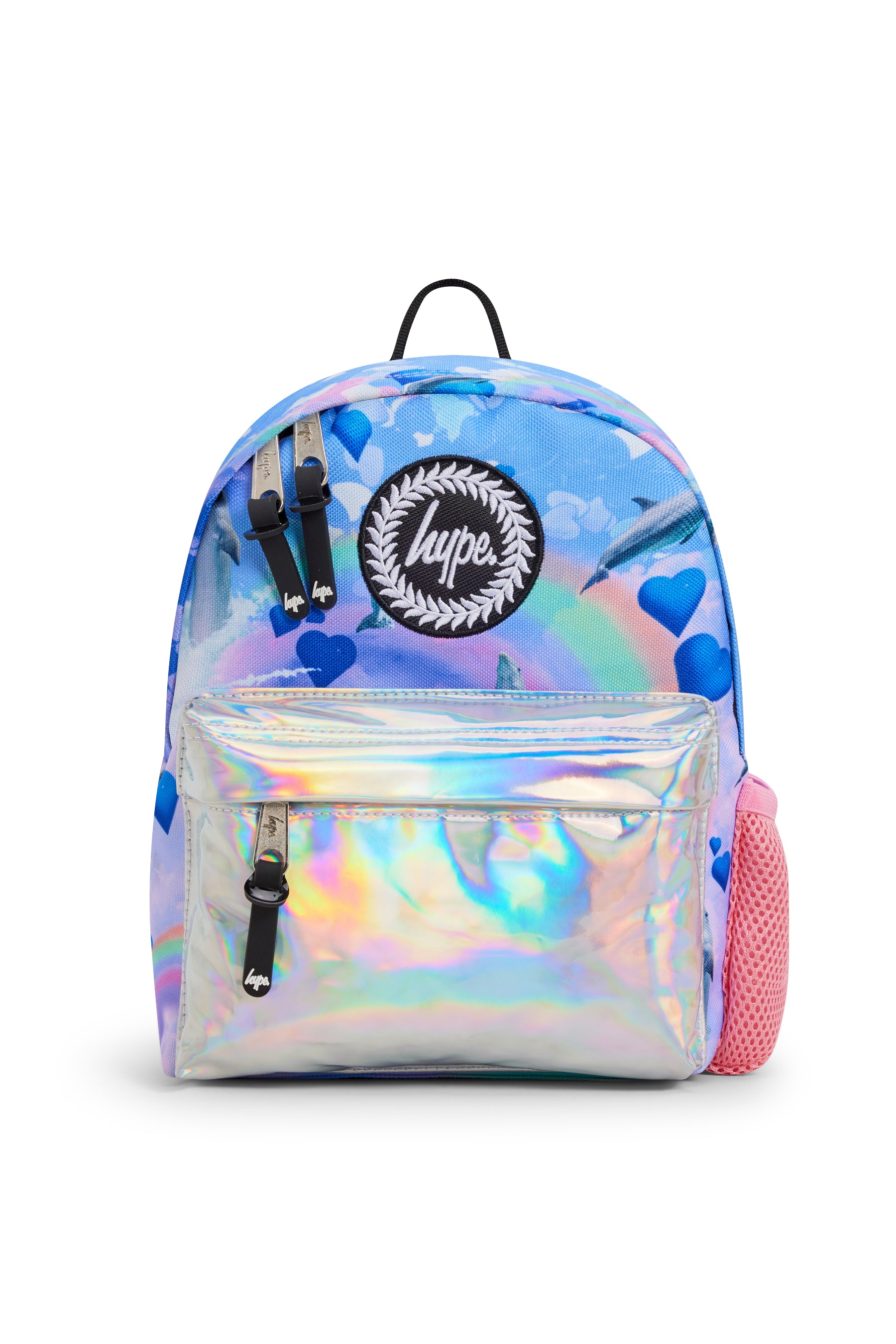 MULTI COLOURED HOLO RAINBOW DOLPHINS ICONIC MINI BACKPACK