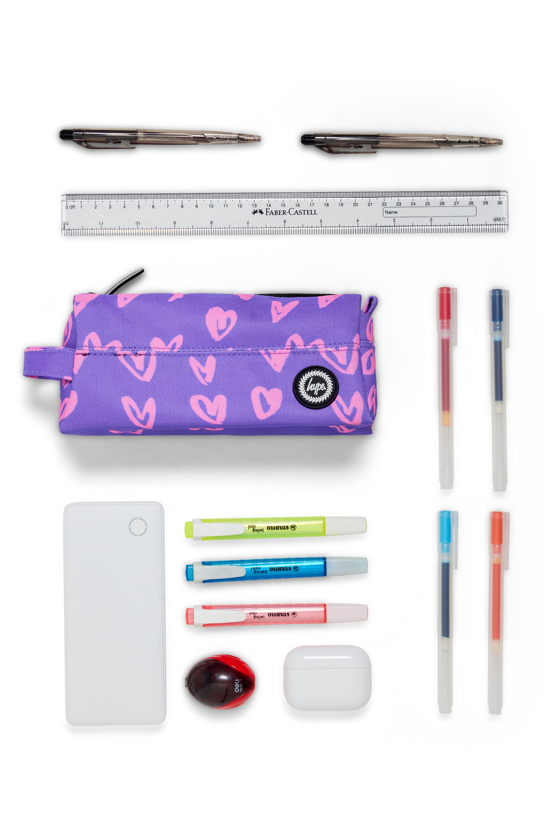 PURPLE / PINK SCRIBBLE HEART PENCIL CASE