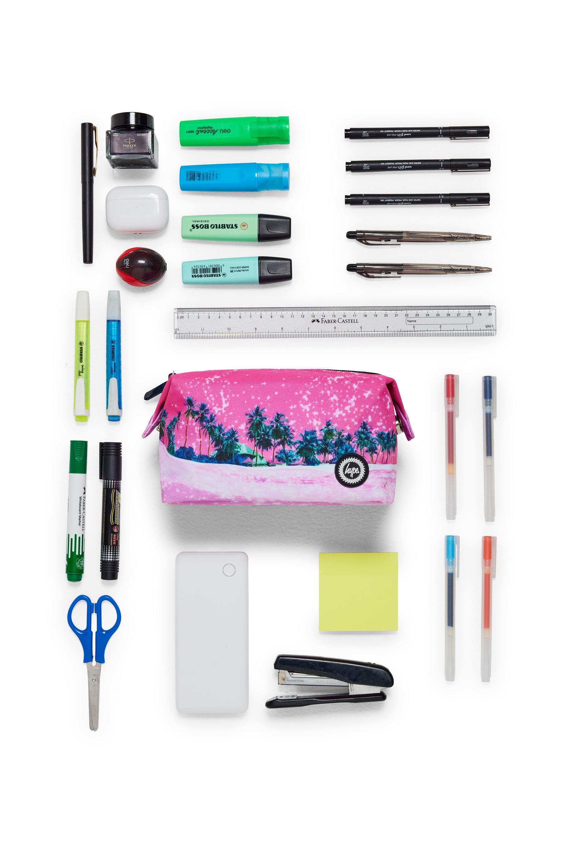 Hype Pink Palms pencil case — additional view, trendy school accessory UAE