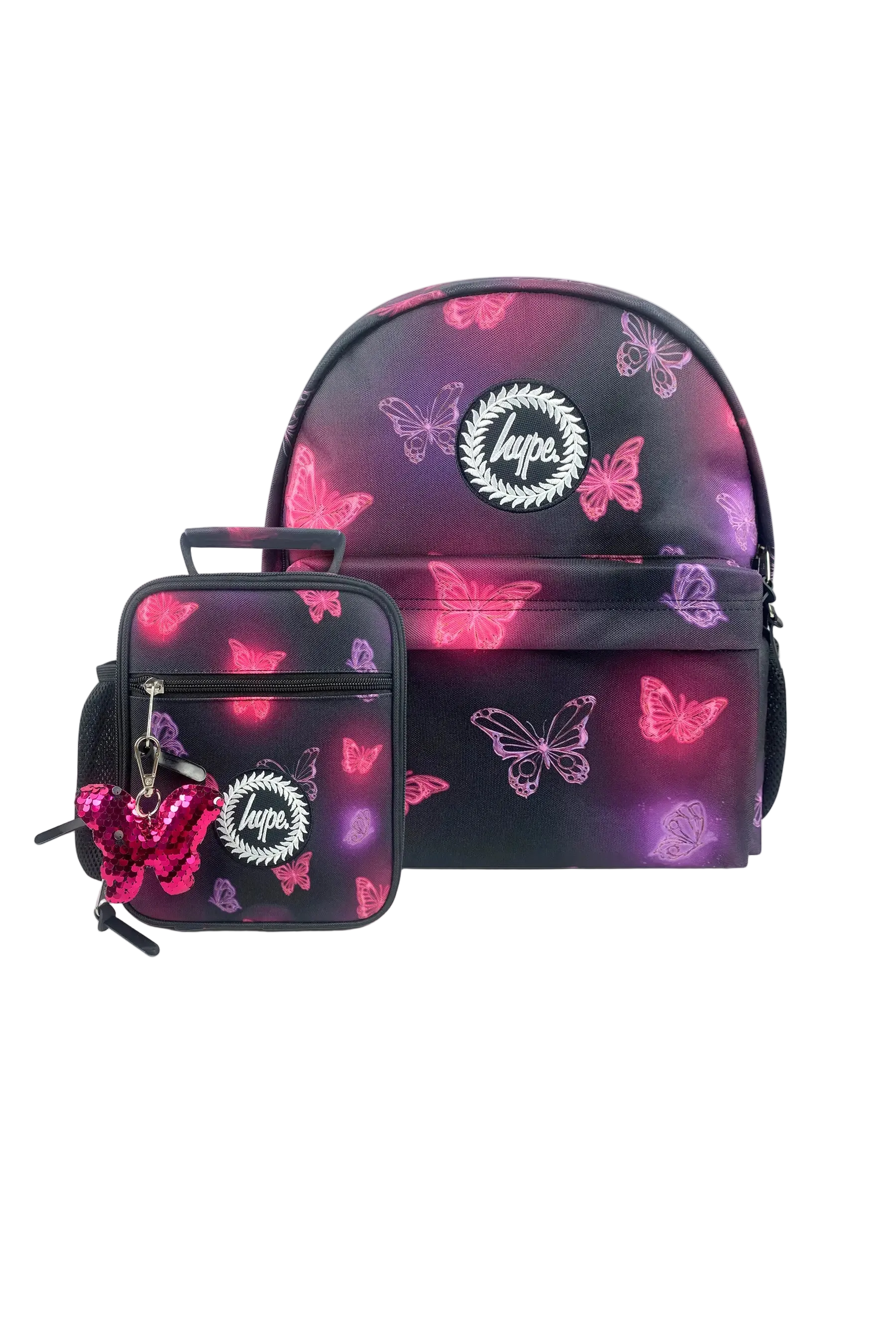Backpack Iconic Set of 2 Pink & Purple Glow Butterfly