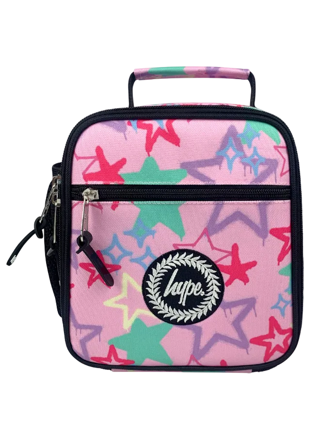 Lunch Bag Insulated Pink Graffiti Stars