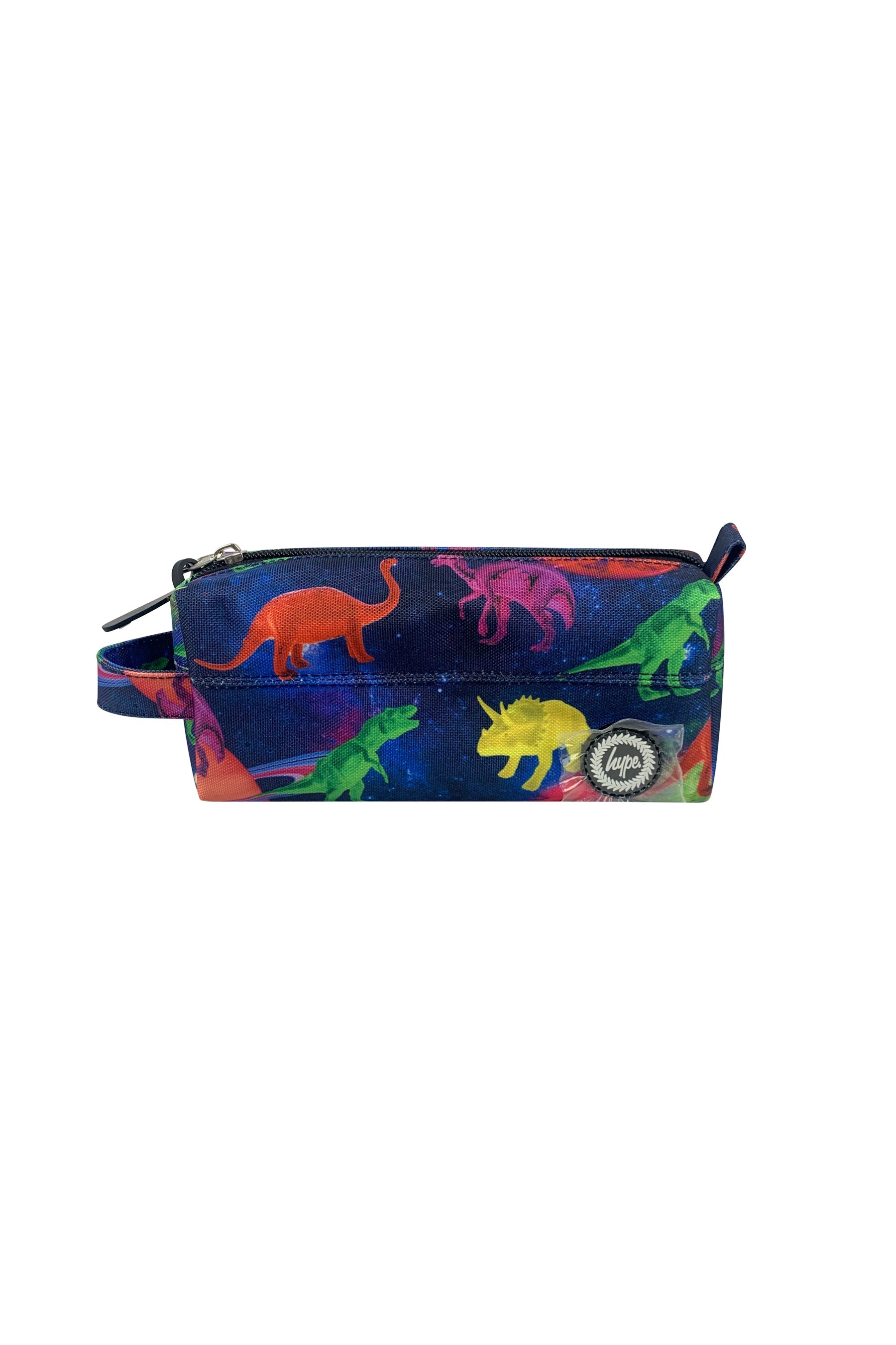 Pencil case with colorful dinosaur pattern for school supplies