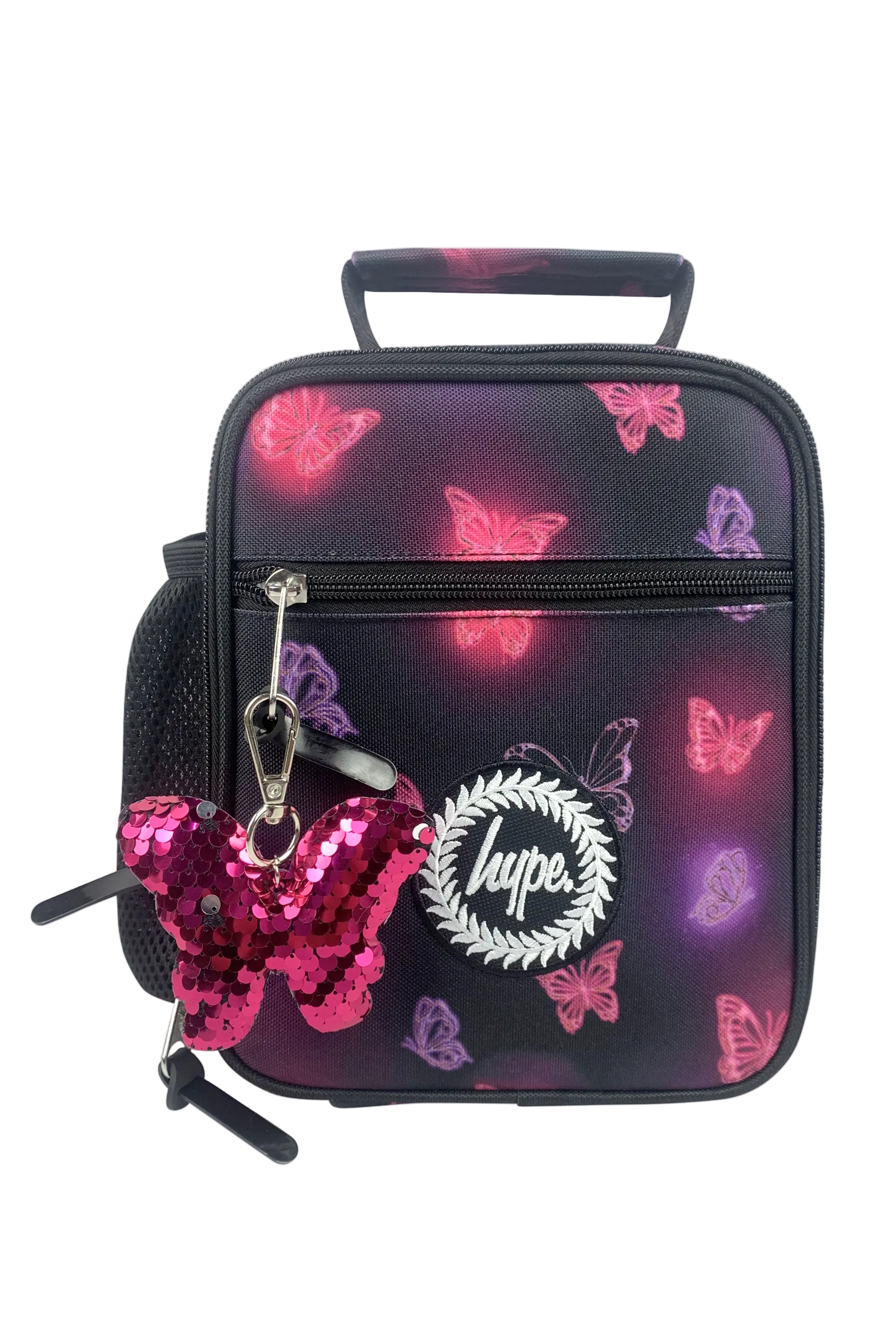 Lunch Bag Insulated Pink & Purple Glow Butterfly