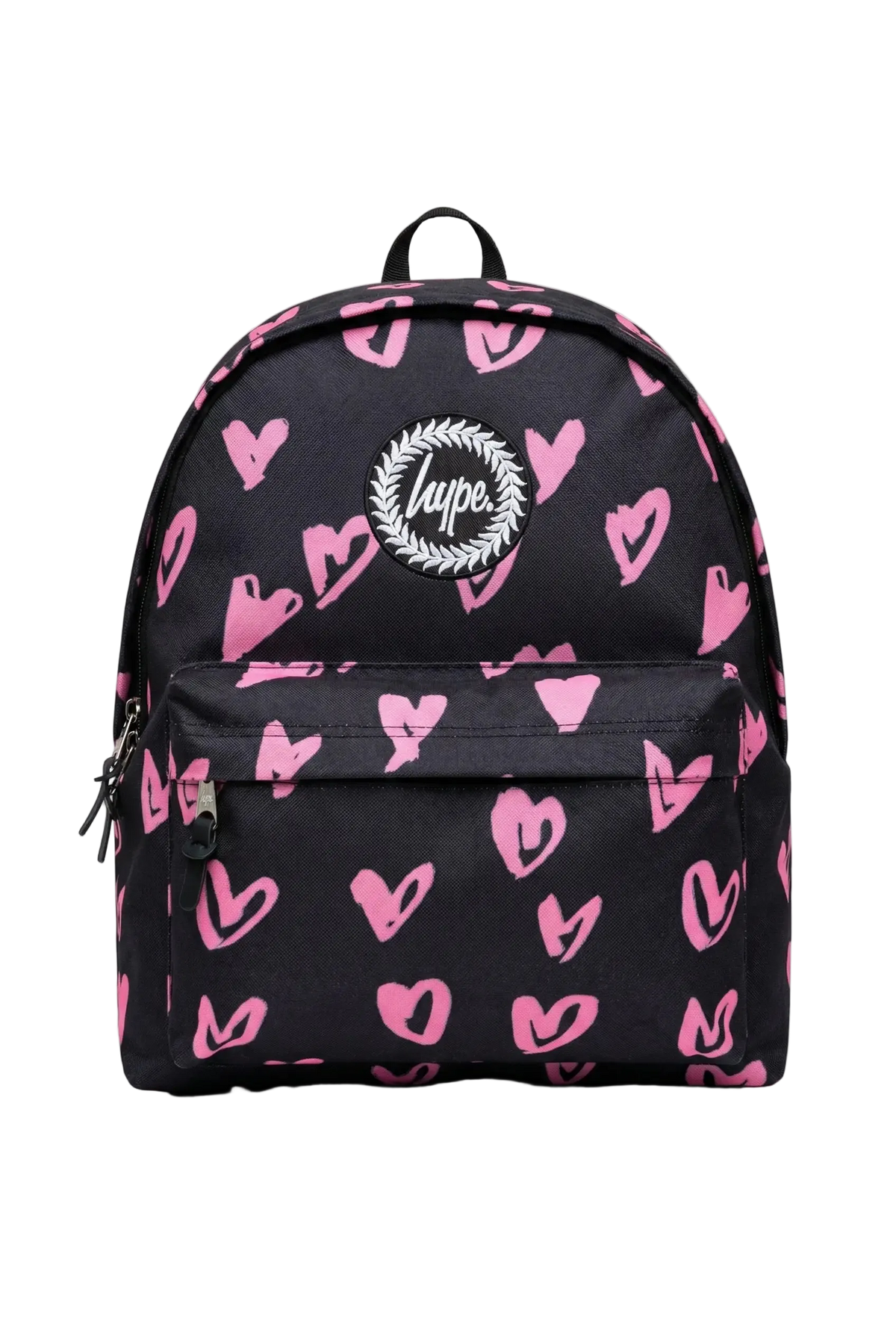 Iconic Backpack Black & Pink Scribble Hearts