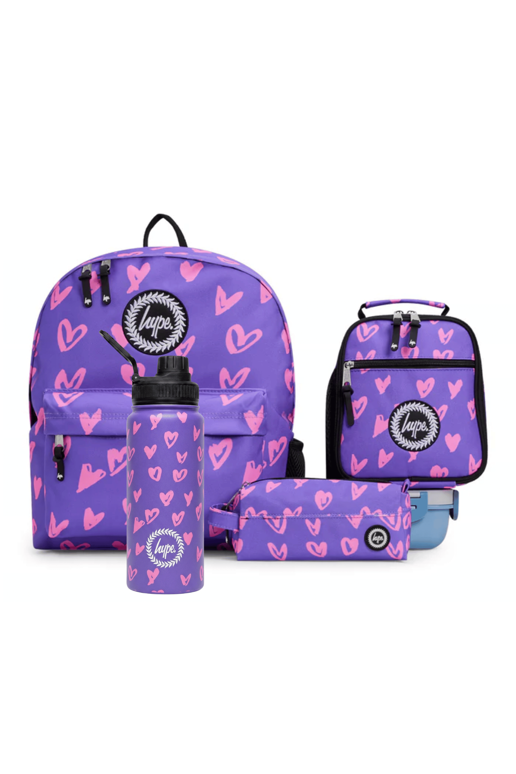 Backpack Iconic Set of 4 Purple / Pink Scribble Heart