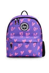 Hype Purple / Pink Scribble Heart school accessory front view — vibrant print and durable build