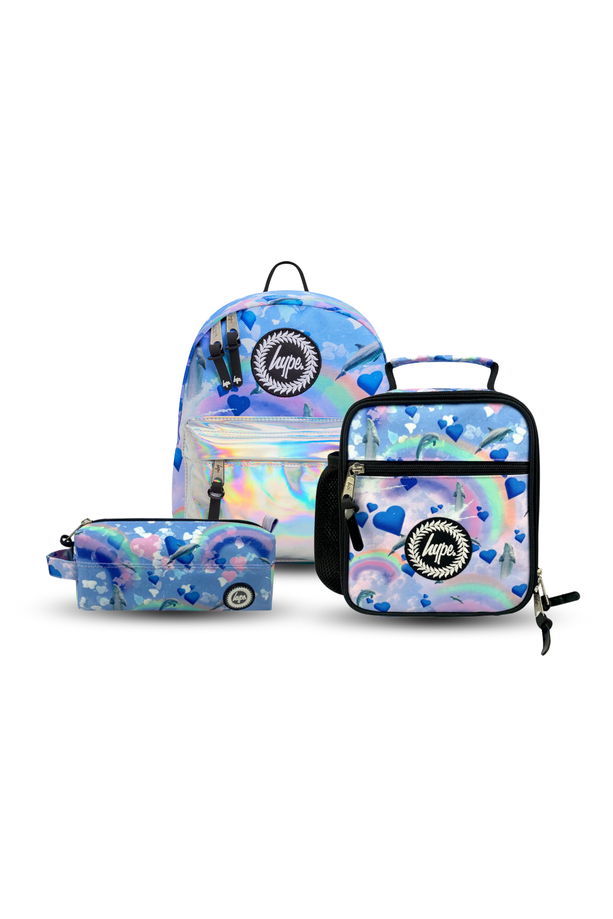 Hype Mini Rainbow Dolphins mini backpack set — bold design for school in UAE