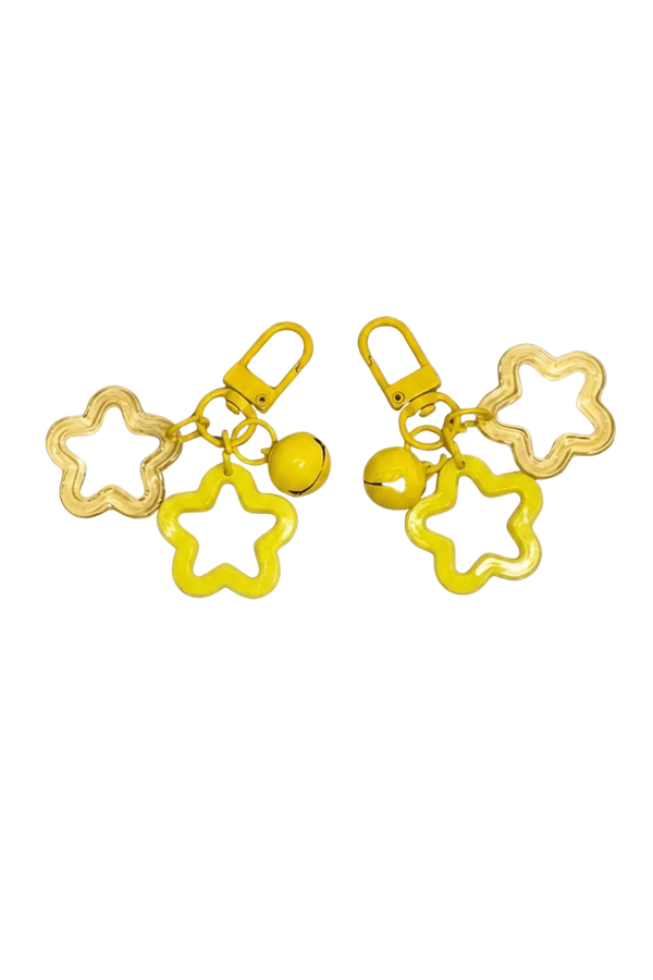 Yellow Star Charm Keyrings, Set of 2