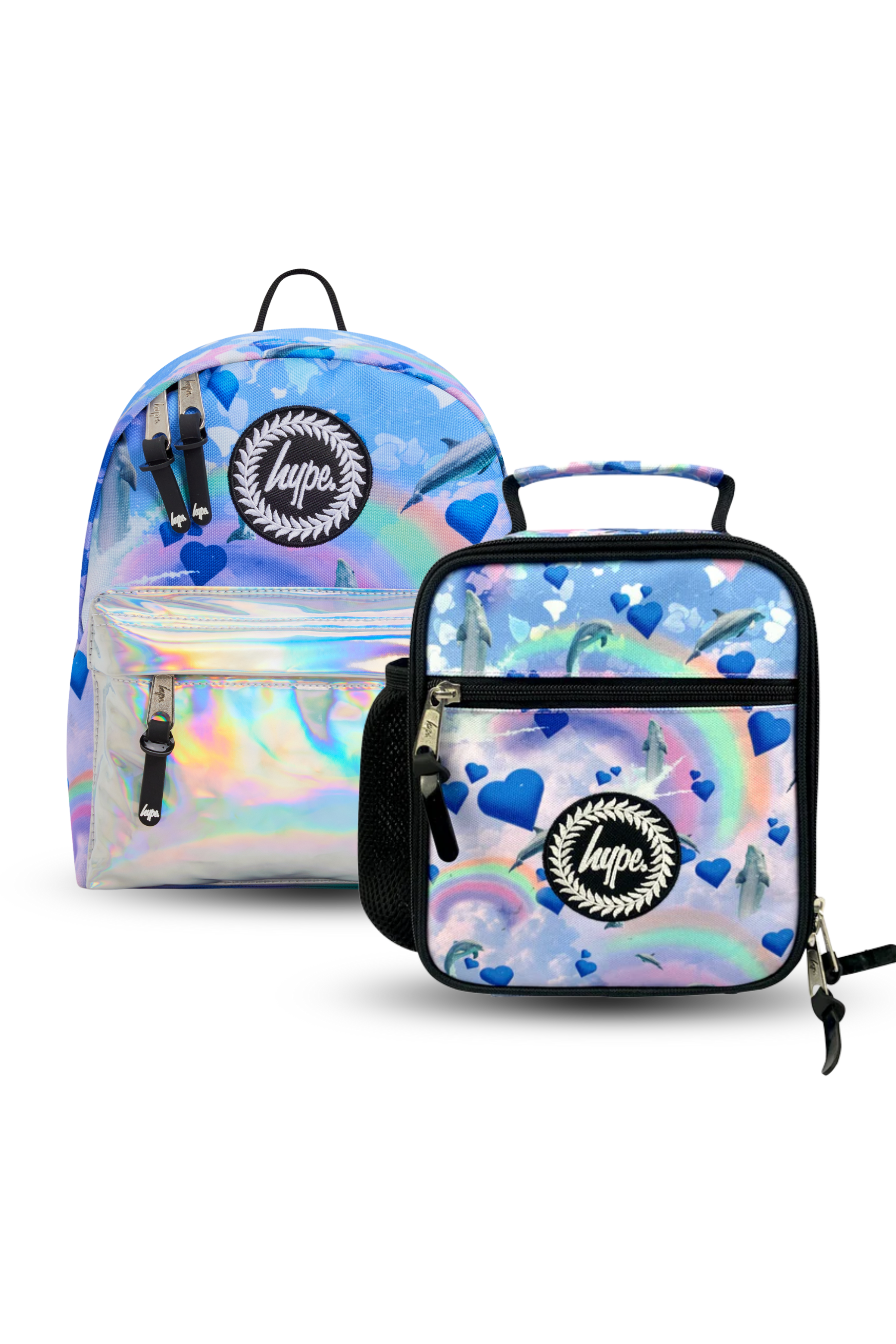 MULTI COLOURED HOLO RAINBOW DOLPHINS MINI SET OF 2