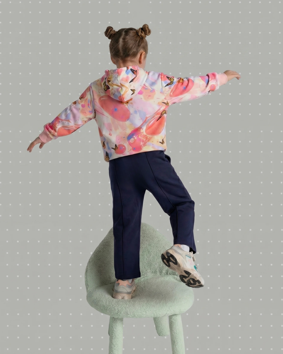 Hype Girls Pink Marble Wave Butterfly Hoodie