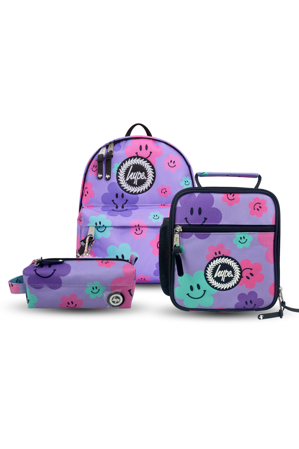Hype Mini Purple Happy Flowers mini backpack set — bold design for school in UAE