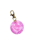 Pink Glitter Smiley Charm Keyring