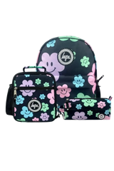 Hype Black Happy Flowers girls' school bag set — bold design for school in UAE
