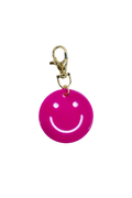 Magenta Glitter Smiley Charm Keyring