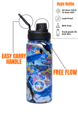 Hype Sea Life insulated water bottle front view — vibrant print and durable build