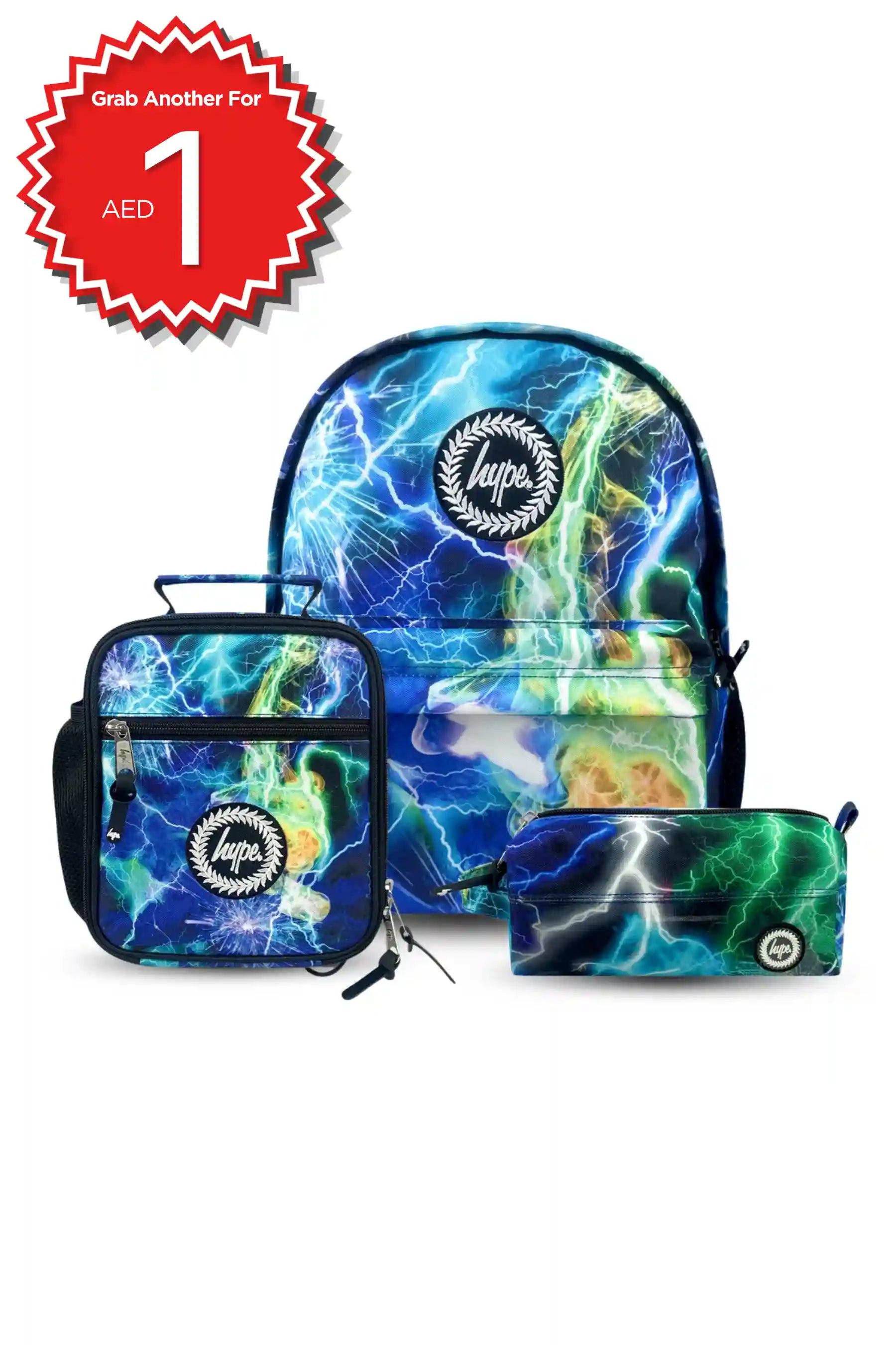 Hype Lightning Storm boys' school bag set — bold design for school in UAE