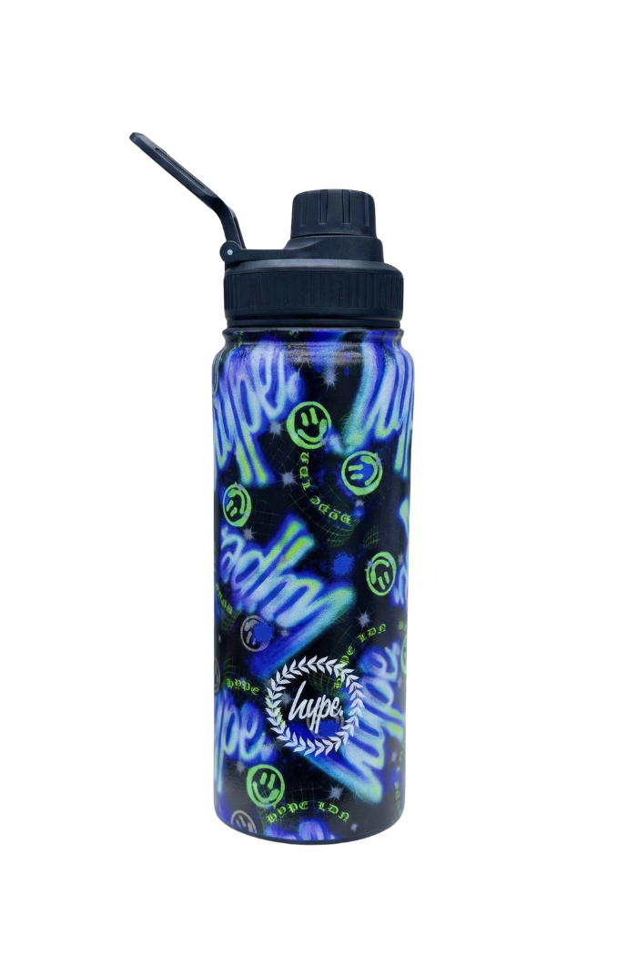 Insulated Bottle - 600ml Blue & Green Electric Smile
