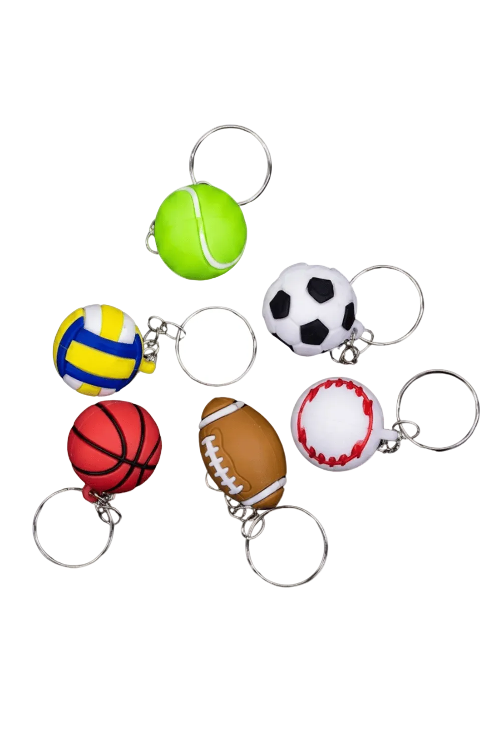 Sports Ball Charm Keyrings, Set of 6