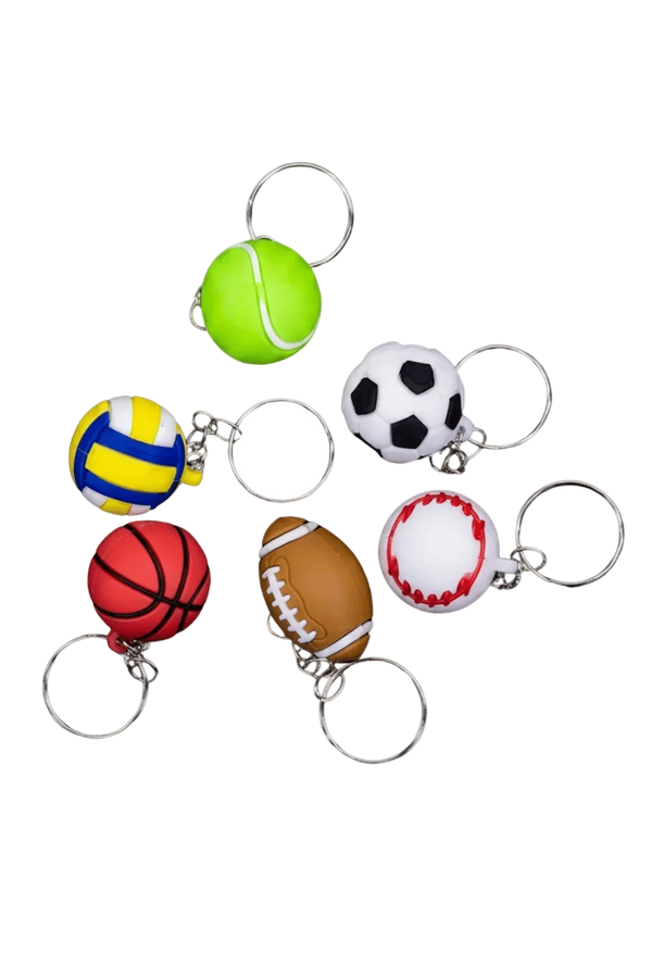 Sports Ball Charm Keyrings, Set of 6