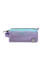Hype Lilac & Teal Drips school bag set — layout showing all pockets and design details