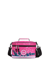 Hype Pink Palms school bag set open interior — compartments and features