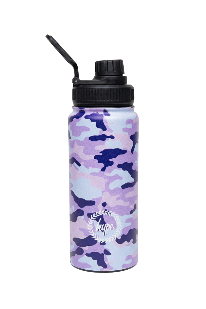 Insulated Bottle - 600ml Pink & Blue Evie Camo