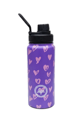 Hype Purple & Pink Scribble Heart insulated water bottle — bold design for school in UAE