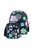 Backpack Iconic Set of 2 Black Happy Flowers