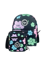 Hype Black Happy Flowers girls' school bag set — bold design for school in UAE