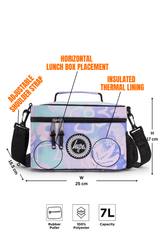 Hype Purple Floral Doodle insulated lunch bag — additional view, trendy school accessory UAE