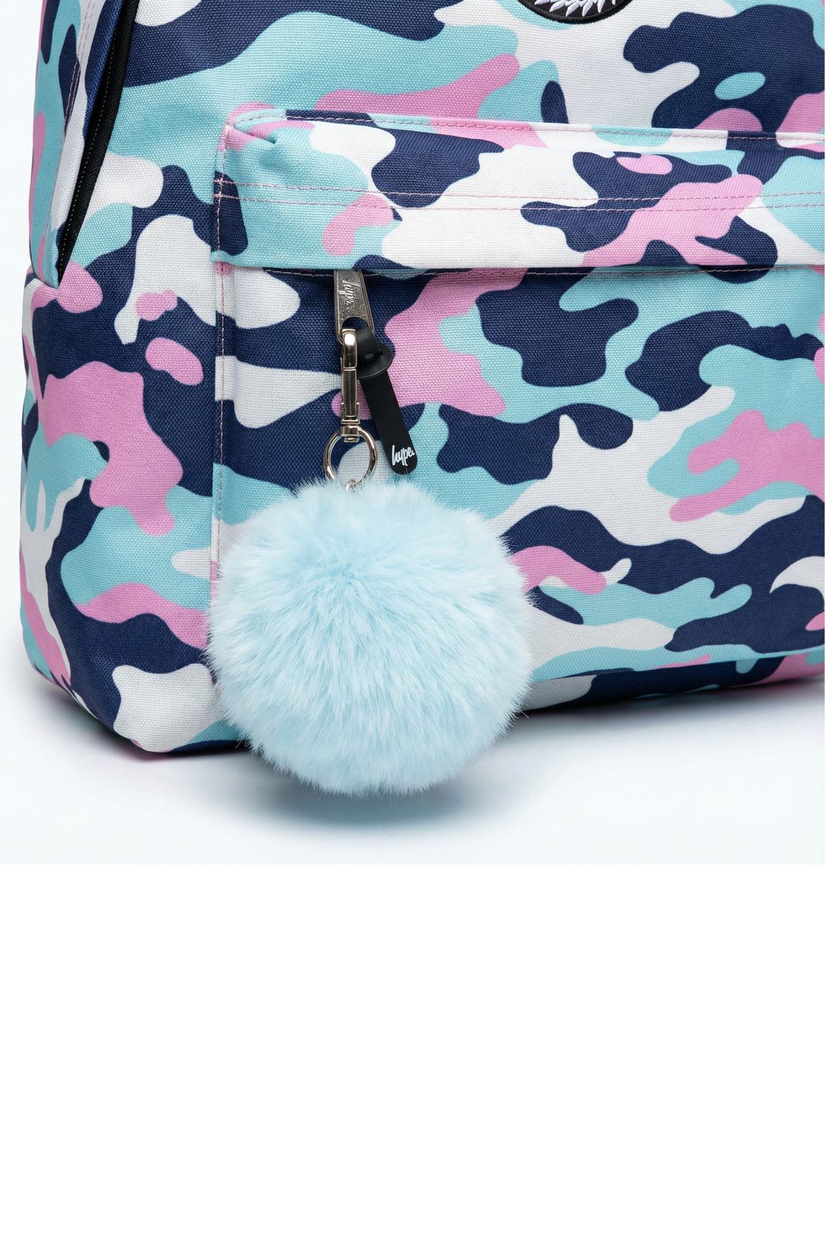 Hype Pink & Blue Evie Camo backpack worn by teen — ideal school bag UAE