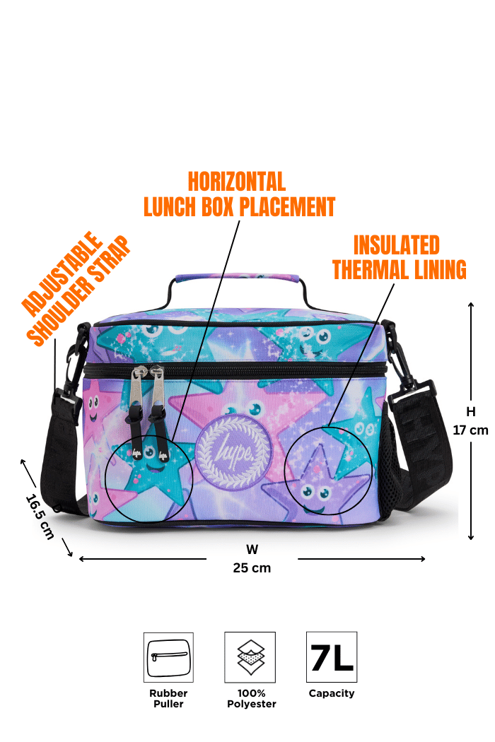 Hype Purple & Green Starfish insulated lunch bag — additional view, trendy school accessory UAE